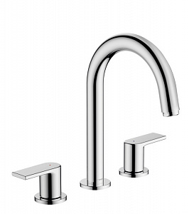 Смеситель для раковины hansgrohe Vernis Shape 71563000, на 3 отверстия, со сливным гарнитуром, хром