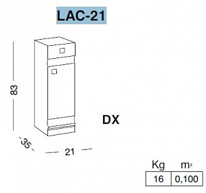 Тумба Eurodesign 21х35х83h LAC-21.DX белый/хром