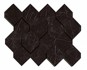 Мозаика керамогранит Marvel Stone Nero Marquina Mosaico Esagono 3D (AS4B) 28.2x35.3 от Atlas Concorde