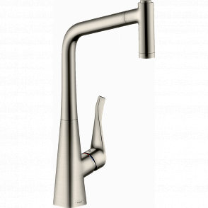 Смеситель для кухни hansgrohe Metris M71, 320, 2jet 73801800 с вытяжным душем, сталь