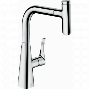 Смеситель для кухни hansgrohe Metris Select M71, 240, 1jet, sBox 73802000 с вытяжным изливом, хром