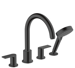 Смеситель на край ванны hansgrohe Vernis Shape 71459670, на 4 отверстия, матовый черный