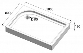 Душевой поддон Tray BelBagno TRAY-BB-AH-100/80-15-W-L