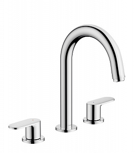 Смеситель для раковины hansgrohe Vernis Blend 71553000, на 3 отверстия, со сливным гарнитуром, хром