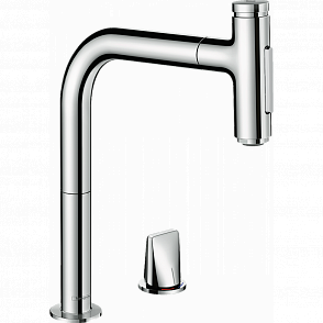 Смеситель для кухни hansgrohe Metris Select M71 M7120-H200 73819000, на 2 отверстия, с вытяжным изливом хром