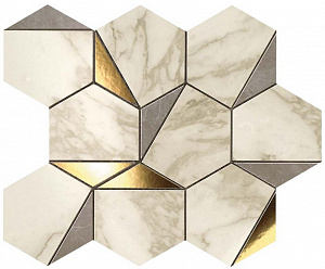 Мозаика Atlas Concorde Marvel Edge Gold Hex Gris-Calacatta 25.1 x 29 см