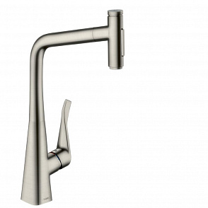 Смеситель для кухни hansgrohe Metris Select M71 320 73816800 с вытяжным душем, 2jet, sBox, сталь