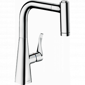 Смеситель для кухни hansgrohe Metris M71, 220, 2jet 73800000 с вытяжным душем, хром