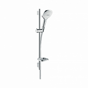 Душевой набор hansgrohe Raindance Select E 120 3jet EcoSmart 26622400 9 л/мин со штангой 65 см и мыльницей белый/хром