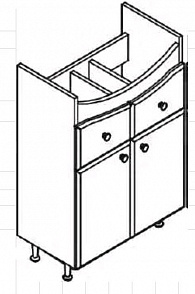 Тумба под раковину Ecolevel Modern650 61х32х82h ML7-01.23ЭД1 белая