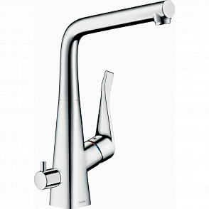 Смеситель для кухни hansgrohe Metris M71, 320, 1jet 14888000 с запорным вентилем, хром