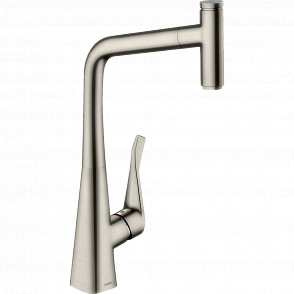 Смеситель для кухни hansgrohe Metris Select M71, 320, 1jet, sBox 73803800 с вытяжным изливом сталь