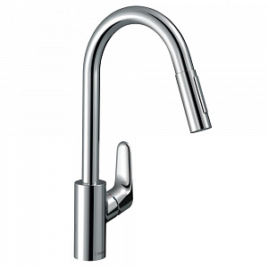 Смеситель для кухни hansgrohe Focus M41, 240, 2jet, sBox 73880800 с вытяжным душем сталь