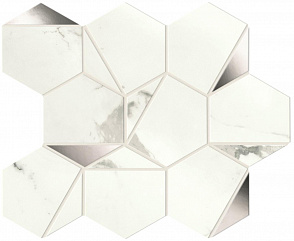 Мозаика ATLAS CONCORDE MARVEL SHINE STATUARIO SUPREMO PLATINO HEX SHINY A4WV 25.1 x 29