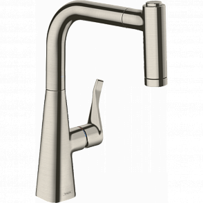 Смеситель для кухни hansgrohe Metris M71, 220, 2jet 73800800 с вытяжным душем, сталь