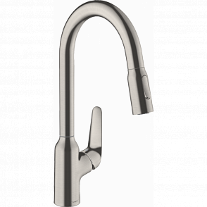 Смеситель для кухни hansgrohe Focus M42, 220, 2jet, sBox, 71820800 с вытяжным душем сталь